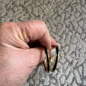 Kate Spade Elegant Gold and Black Hoop Earrings